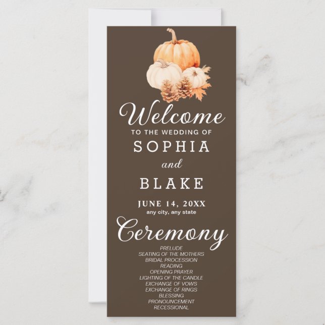 Programa de Casamento Abóbora & Folhas de Outono C (Frente)