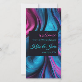 Programa de Casamento-Abstrato moderno azul e rosa