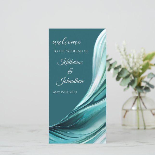 Programa de Casamento - Abstrato moderno Emerald G (Em pé/Frente)