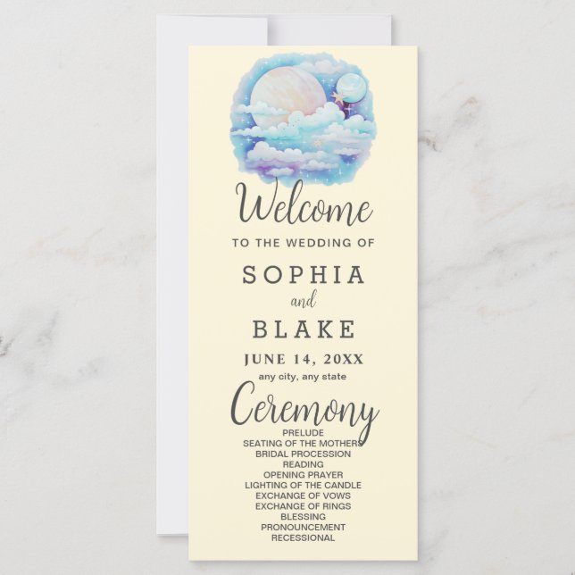 Programa de Casamento Amarelo das Estrelas Celesti (Frente)