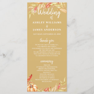 Programa de Casamento Amarelo de Folhagem do Ouro