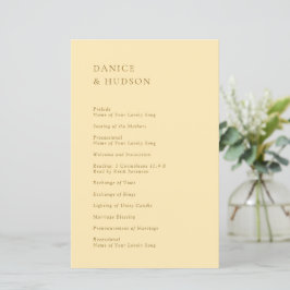 Programa de Casamento Amarelo Manteiga Minimalista