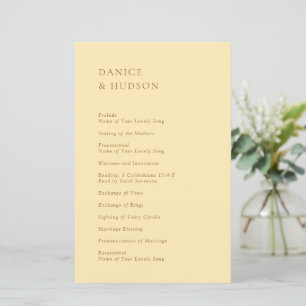 Programa de Casamento Amarelo Manteiga Minimalista