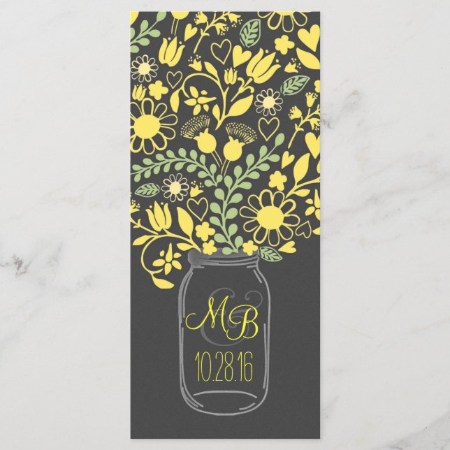programa de casamento amarelo para cinzas de jarro (Frente)