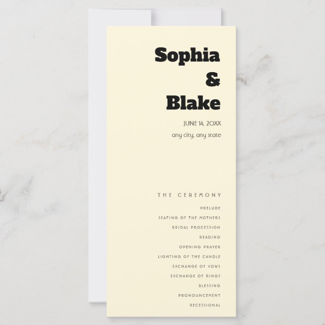 Programa de Casamento Amarelo Pastel Minimalista S (Frente)