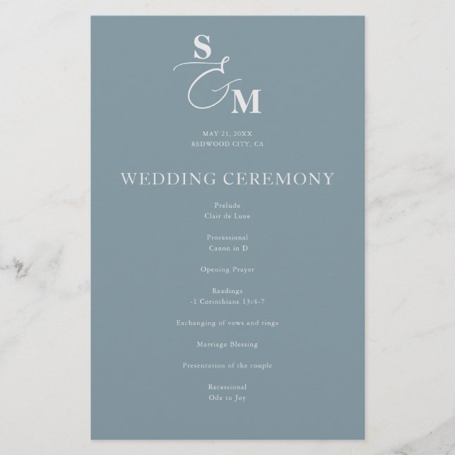 Programa de Casamento Ampersand Monograma Clássico (Frente)