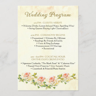 Programa de Casamento Antiquado Rosa 5 x 7 Flat