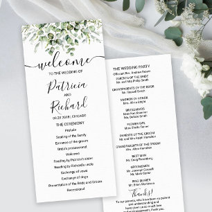 Programa de Casamento Aquarela Eucalipto Verde