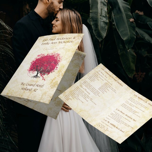 Programa de Casamento Árvore de Folhas em Coração  (Criador carregado)