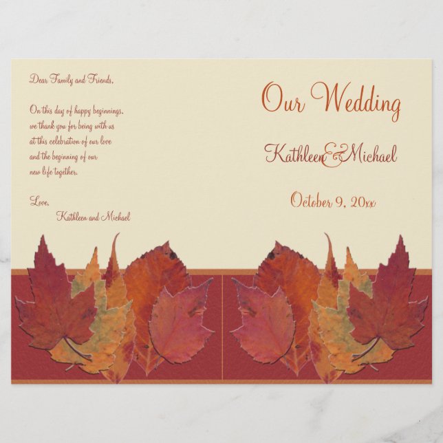 Programa de Casamento Autumn Leaves II (Frente)