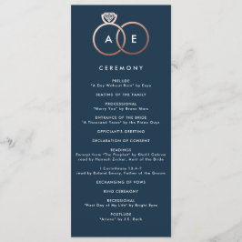 Programa de Casamento Azul de Marinho Rosa Moderno
