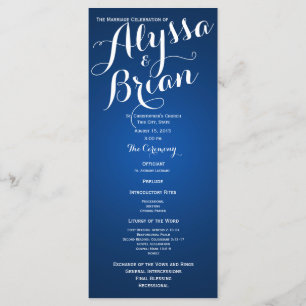 Programa de Casamento Azul de Texto do Designer