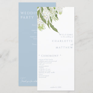 Programa de Casamento Azul do Céu Branco Elegante
