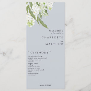 Programa de Casamento Azul Dusty Hydrangea Branca