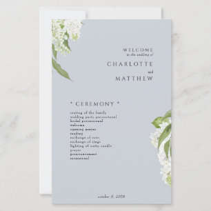 Programa de Casamento Azul Hydrangea Dusty