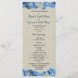 Programa de Casamento Azul Hydrangea e Burlap