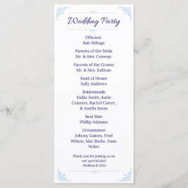 Programa de Casamento Azul Moderno no Estilo Franc
