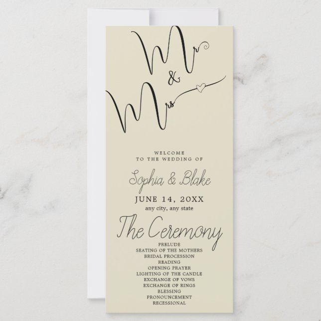 Programa de Casamento Bambu Marrom Minimalista Sr  (Frente)