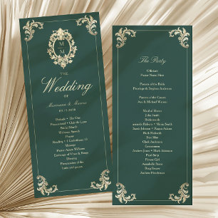 Programa de Casamento Barroco Verde Esmeralda