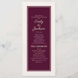 Programa de Casamento Bege Burgundy Moderno