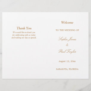 Programa de Casamento Bi-Fold de Script de ouro be