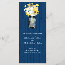 Programa de Casamento Blue Barn Mason Jar Sunflowe