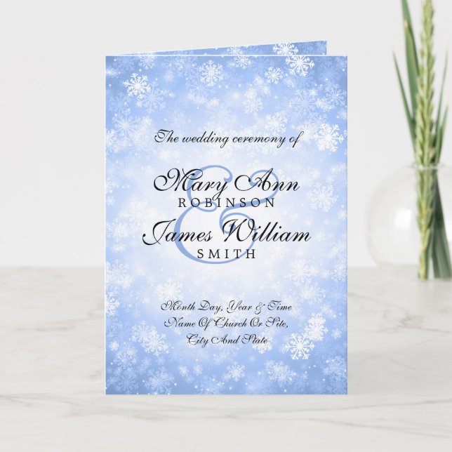 Programa de Casamento Blue Winter Wonderland Spark (Frente)