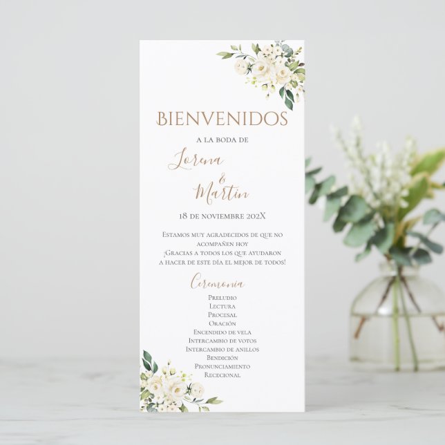 Programa de Casamento Boho Espanhol (Em pé/Frente)
