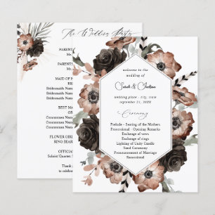 Programa de Casamento Boho Floral Preto e Natural