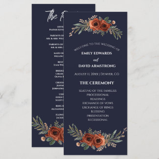 Programa de Casamento Boho Floral Terracota Azul M