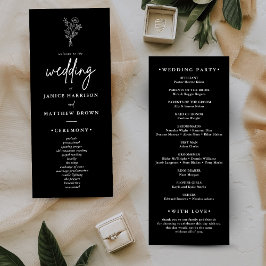 Programa de Casamento Boho Minimalista Preto e Bra