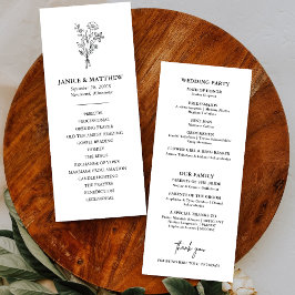 Programa de Casamento Boho Minimalista Simples Ele