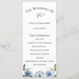 Programa de Casamento Botânico Azul Empoeirado