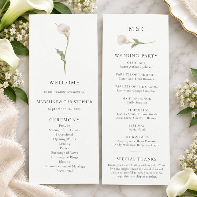 Programa de Casamento Botânico com Lírio Calla Mod (Criador carregado)