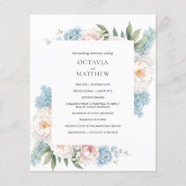 Programa de Casamento Botânico de Flores Azuis Sua