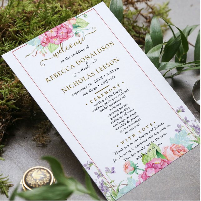 Programa de Casamento Botânico de Flores Elegantes (Criador carregado)