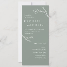 Programa de Casamento Botânico Floral Moderno Sage