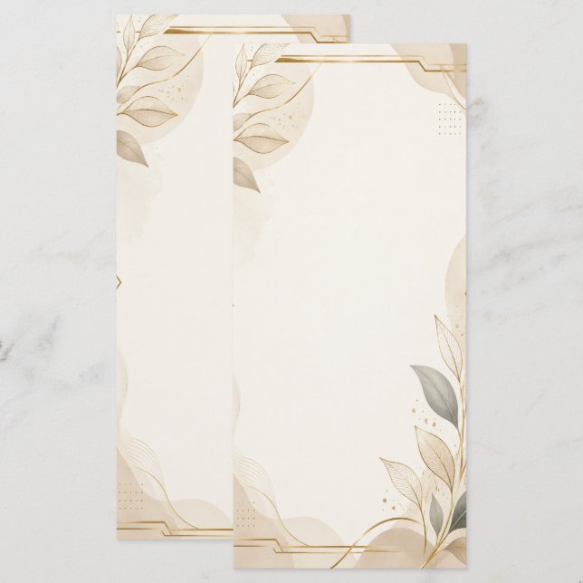 Programa de Casamento Botânico Neutro Elegante. (Frente/Verso)