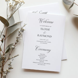 Programa de Casamento Branco da Caligrafia Minimal