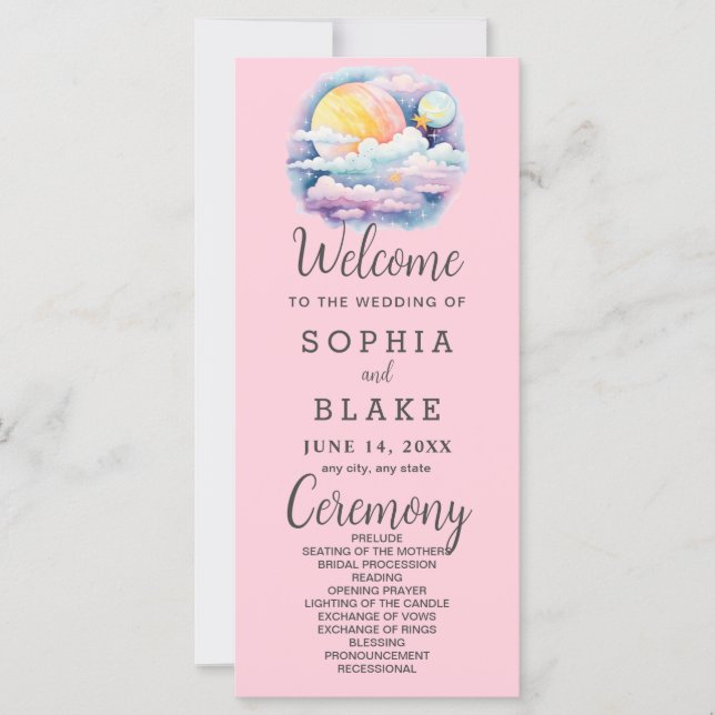 Programa de Casamento Branco de Estrelas Celestiai (Frente)