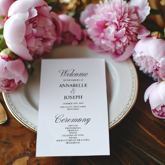 Programa de Casamento Branco Formal de Script Eleg
