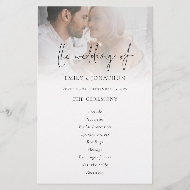 Programa de Casamento Branco Preto com Foto do Scr (Frente)