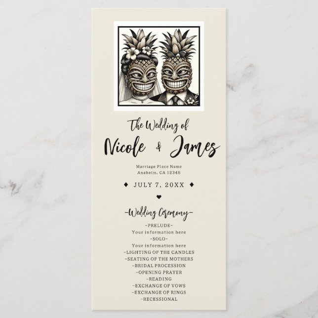 Programa de Casamento Bride & Groom Aloha Pineappl (Frente)
