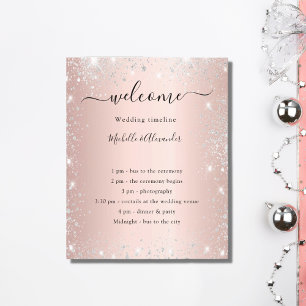 Programa de casamento brilhante rosa de prata de o