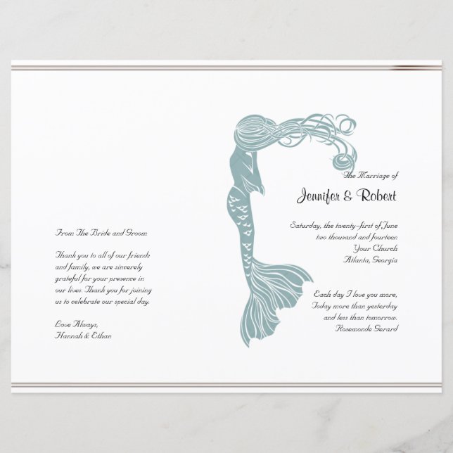 Programa de Casamento Brown Teal Art Deco Posh (Frente)