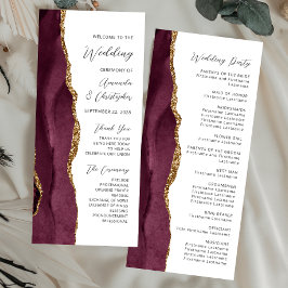 Programa de Casamento Burgundy Gold Agate Script