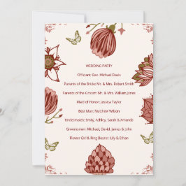 Programa de Casamento Cartão de Festa Botânica Ele