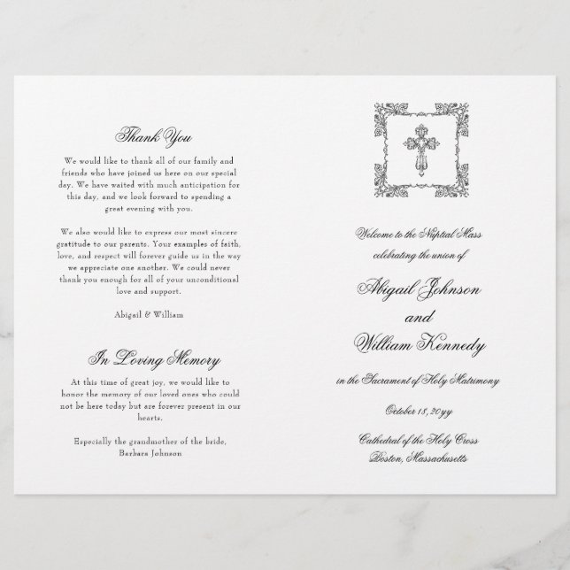 Programa de Casamento Católico Abigail Missa Compl (Frente)