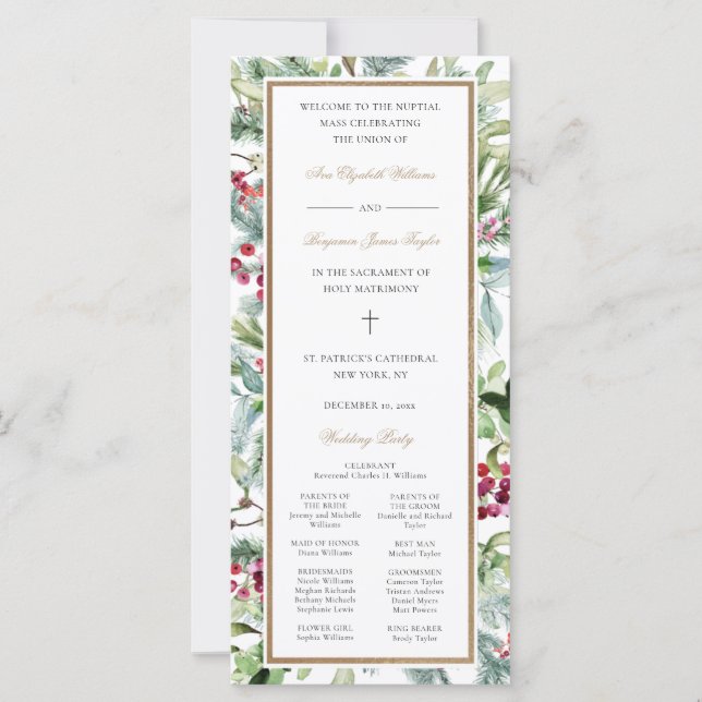 Programa de Casamento Católico com Decoração de Na (Frente)