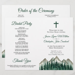 Programa de Casamento Católico DIY Montanhas & Pin